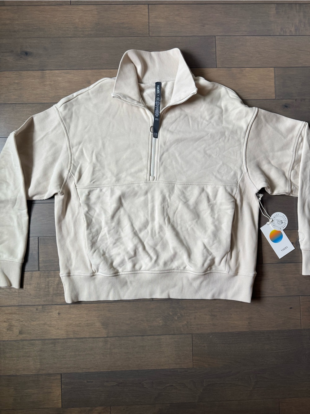 Vuori Sedona Rib Half Zip Pullover Beige